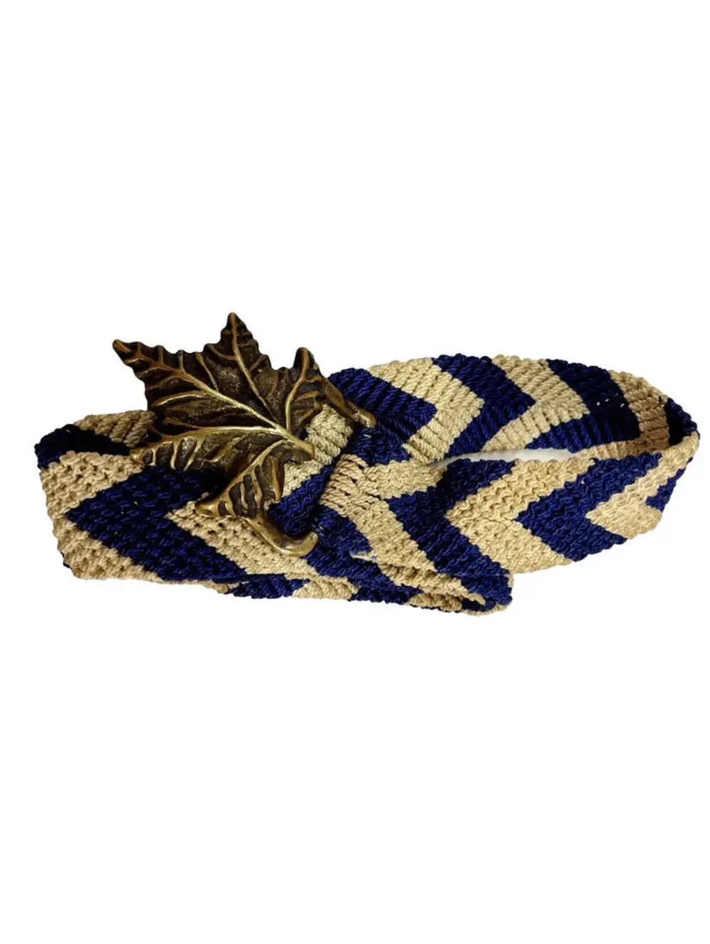 20s 1930s Belt SOLID BRASS Fall Leaf HANDMADE ART DECO Blue ZIG ZAG FLAPPER ERA